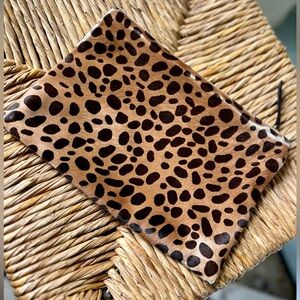 Clare V leopard flat clutch